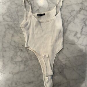 Zara Kids Cream Ribbed Bodysuit
